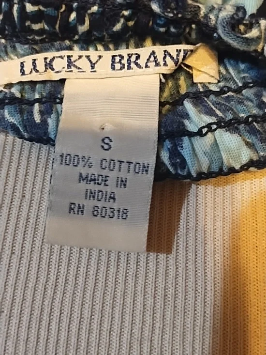 Lucky Brand Blue Patterned Short-Sleeve Peasant Blouse - Picture 2 of 3
